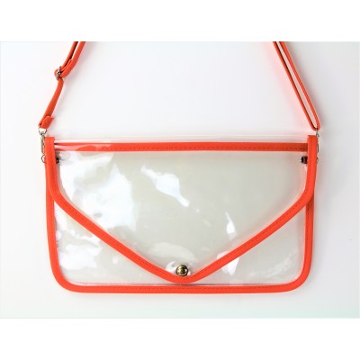 9167 -ORANGE LINING TRANSPARENT CLUTCH BAG